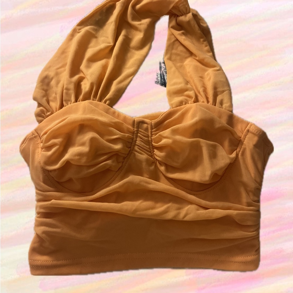 SHEIN Apricot Halter Crop Top